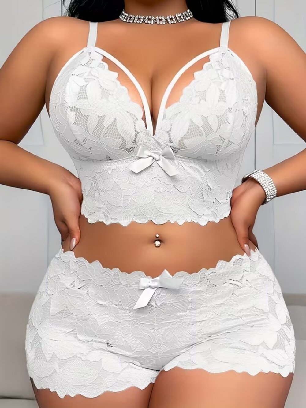 Women’s Floral Print Bra and Panty Set Lace Trim Breathable Underwear